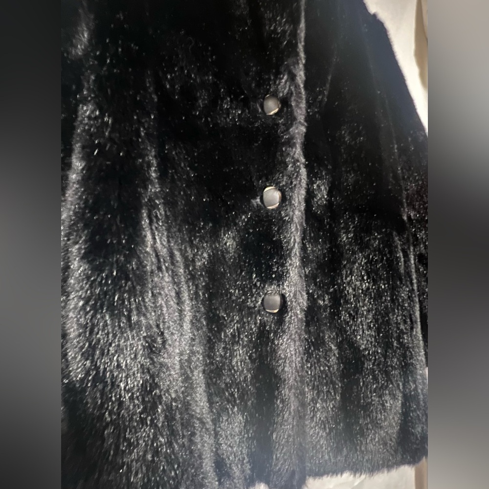 Vintage Hillmoor NY Tissavel France Faux Fur Jacket Coat Black Union Made Winter - Picture 4 of 14